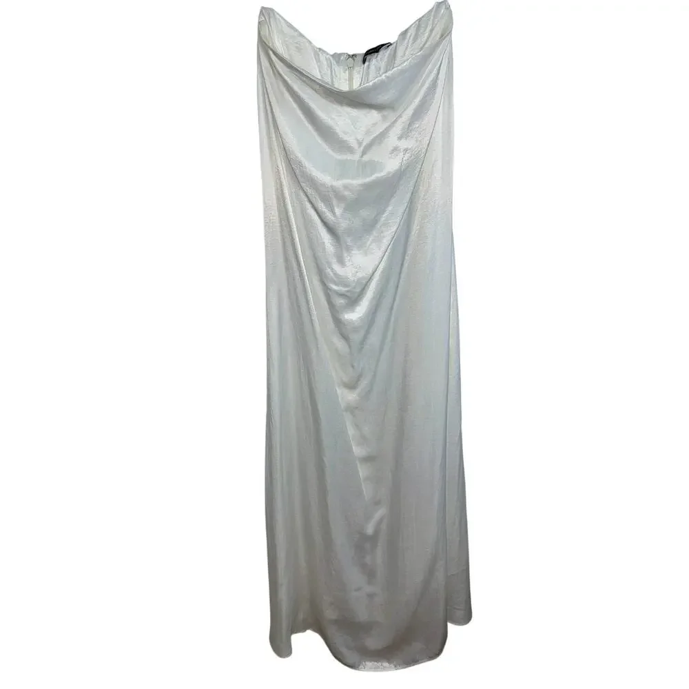 Abercrombie & Fitch White Ivory Satin Maxi Strapless Slip Dress Womens Size S
